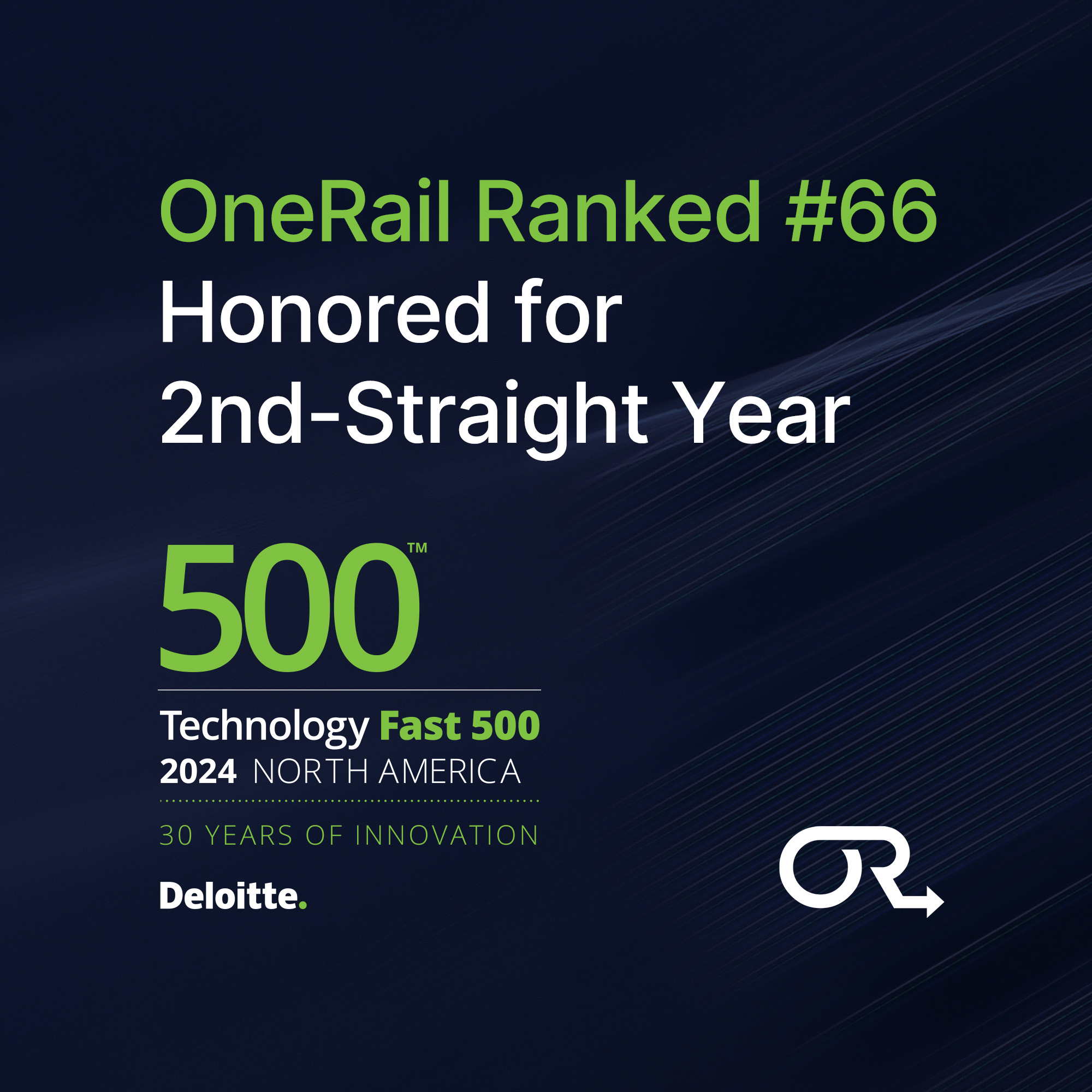 OneRail Ranked 66th Fastest-Growing Company in North America on the 2024 Deloitte Technology Fast 500™