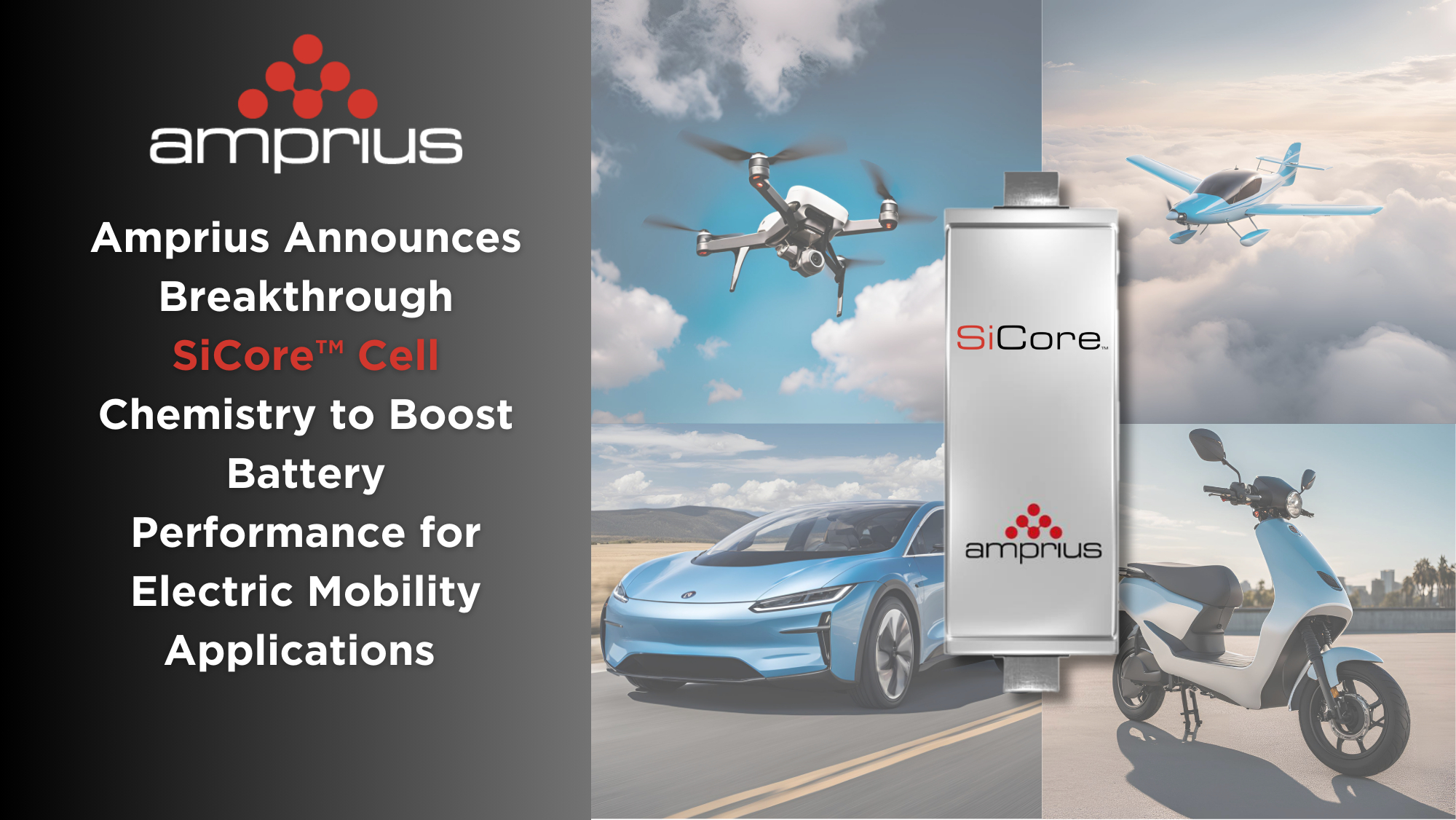 Amprius Announces Breakthrough SiCore™ Cell Chemistry to Boost Battery Performance for Electric Mobility Applications